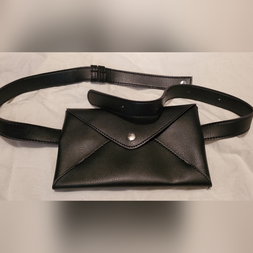 Black Leather Belt Bag